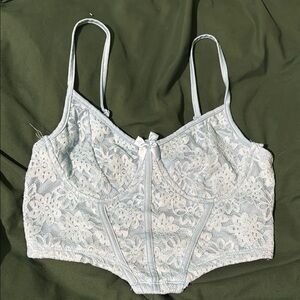Elegant Lace Bralette in Light Blue